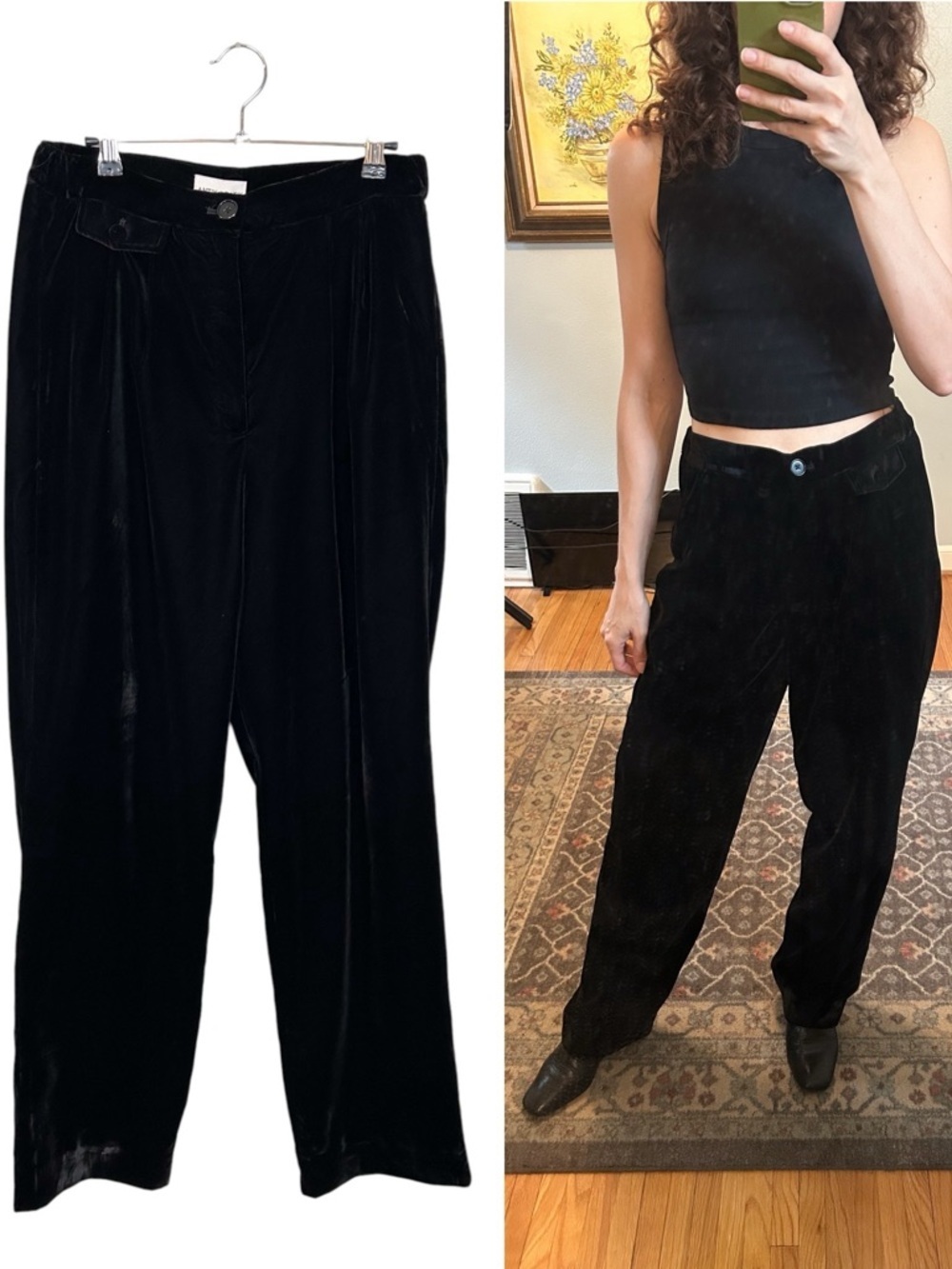 Antik Batik Black Velvet Straight Leg Pants
